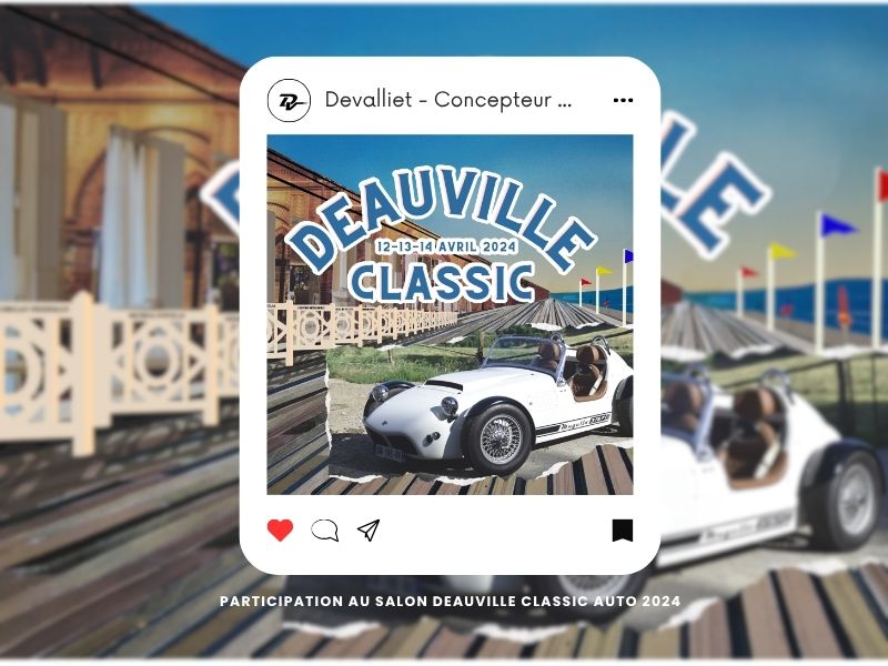 Création de visuels événementiels pour Instagram – collage carte postale Deauville avec voiture