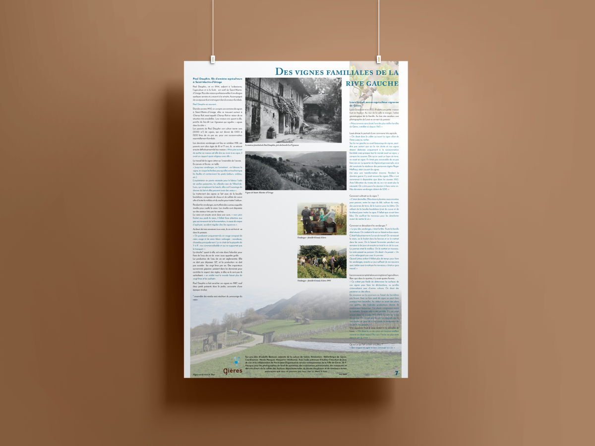 Exposition vignes Grésivaudan panneau sur les vignes familiales de la rive gauche.
