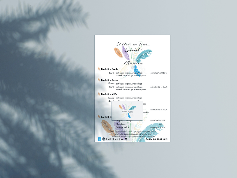 création de logo et flyer au format A5 et A3 pour un institut de beauté à Nice.