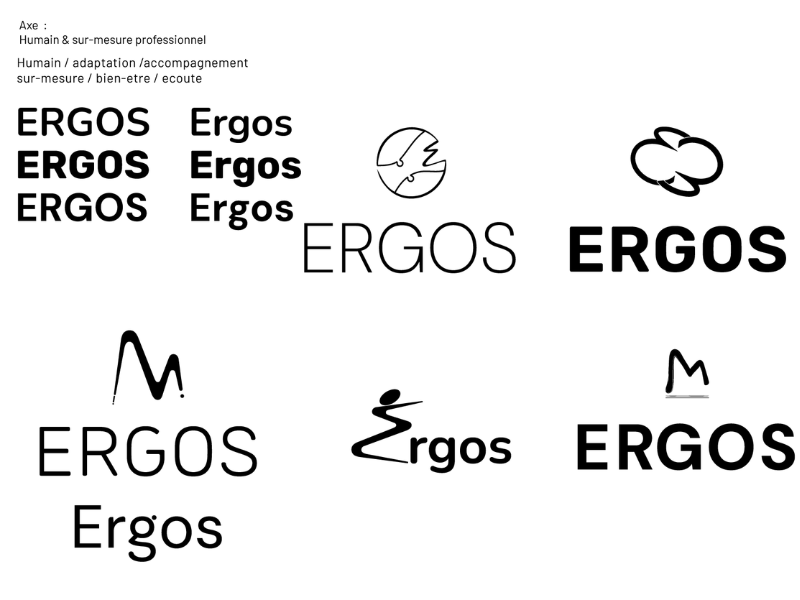 Recherche graphique réalisée pour la refonte du logo du cabinet d’ergonomie ERGOS